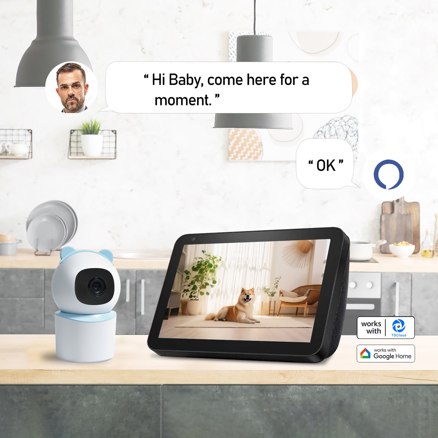 Baby Monitor with 360 Wireless , Nanny Cam, Safety Alerts, 3MP HD WiFi Camera