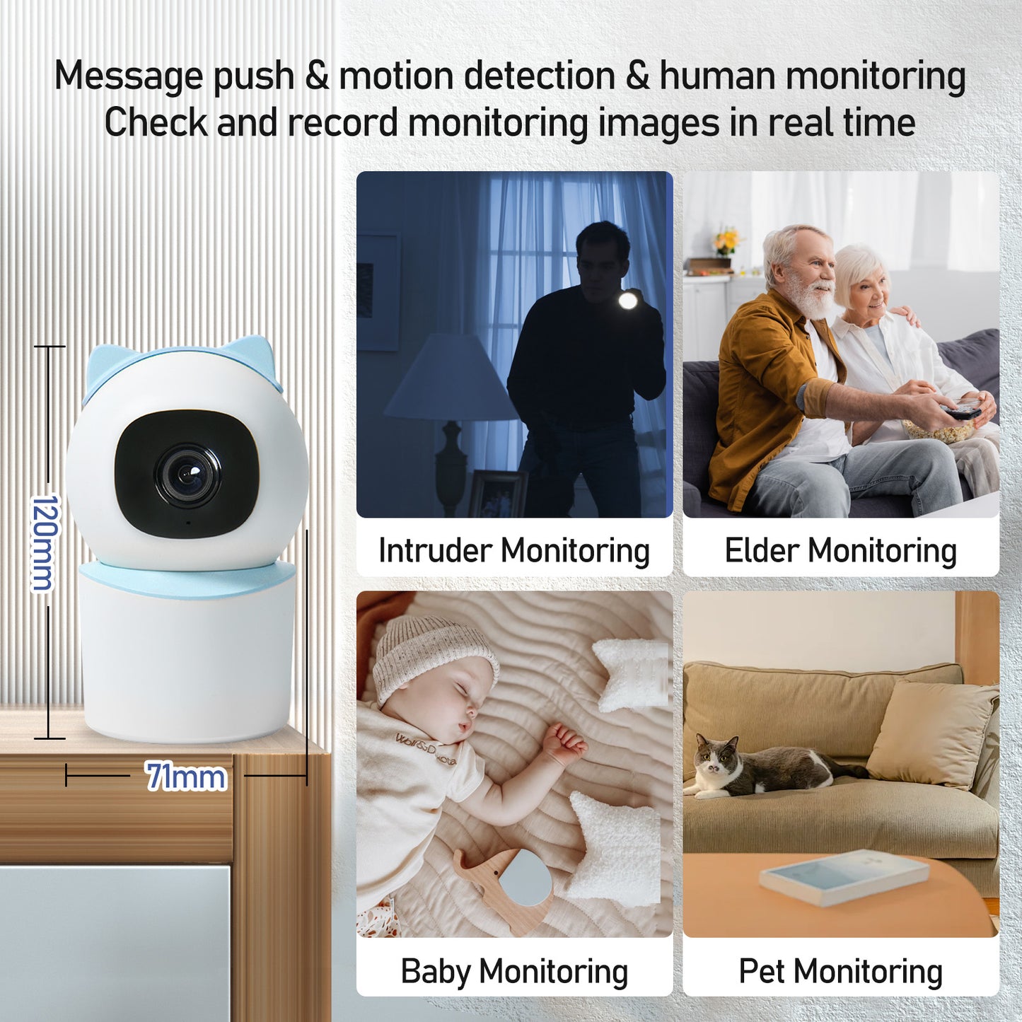 Baby Monitor with 360 Wireless , Nanny Cam, Safety Alerts, 3MP HD WiFi Camera
