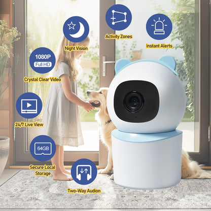 Baby Monitor with 360 Wireless , Nanny Cam, Safety Alerts, 3MP HD WiFi Camera