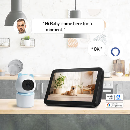 Baby Monitor with 360 Wireless , Nanny Cam, Safety Alerts, 3MP HD WiFi Camera