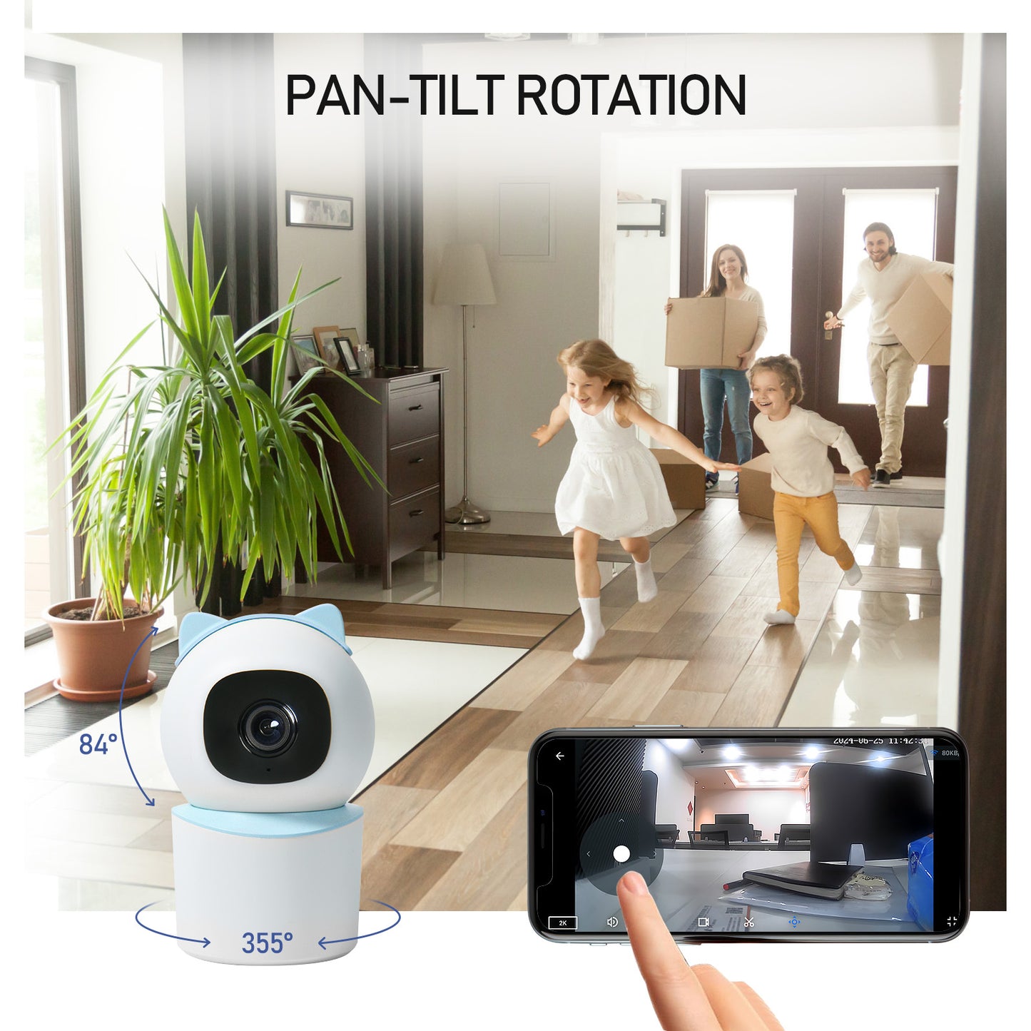 Baby Monitor with 360 Wireless , Nanny Cam, Safety Alerts, 3MP HD WiFi Camera